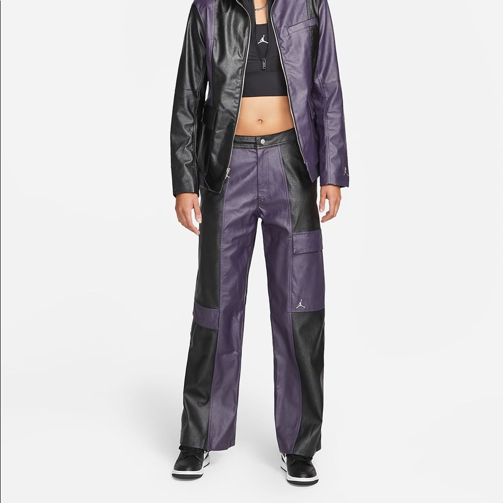 Jordan NIKE JORDAN NEW CLASSICS 2.0 LUXE PLUSH FAUX LEATHER PANTS TROUSERS